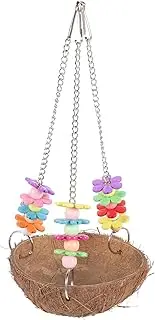 LIGHTAOTAO Parrot Hanging Nest Natural Coconut Shell Hammock for Pet Birds Comfortable Bed for Parakeets Budgies and Birds for Resting and Sleeping Random Color