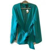 Ashley Stewart Jacket Womens 24 Blue Veridian Tie Front Outerwear