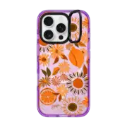 iPhone 16 Pro Impact Ring Stand Case MagSafe Compatible EttaVee 1970s Daisies & Fruit