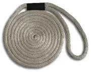 5/8" x 8' Solid Braid Dock Lines w/ loops on Both Ends - Silver - Made in USA