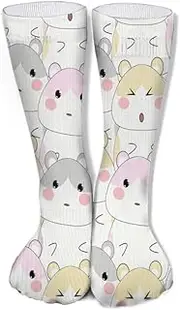 [BeLOL] Funny Lama Colorful Alpaca Dress Socks Women's Cushioned Crew Socks Casual Breathable Socks Pack 40cm, Cute Hamster 0, One Size