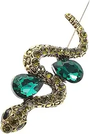 [WOFASHPURET] Snake Brooch Animal Jewelry Pin Rhinestone Snake Lapel Pin Back Pin Animal Badge Brooch Rhinestone Brooch Pin Snake Coat Brooch Animal Brooch for Coat Olive Green Zinc Alloy