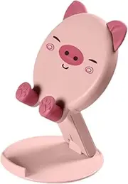 BaotyJie Cartoon Pig Phone Stand Foldable Cellphone Holder Creative Lightweight Tabletop Ornament Desk Phone Cradle for Indoor Office