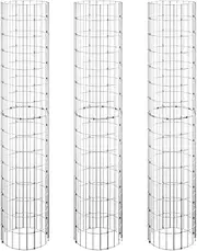 3 Pack Gabion Ø30x150 cm Galvanised Steel Retaining Wall Garden Edging Cage Basket Planter Garden Stone Wire Basket Fencing for Outdoor Landscape Lawn, Silver