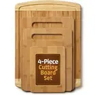 Bamboo Cutting Boards Set of 4, for Meat, Fruit, Bread,Cheese, With Juice Groove