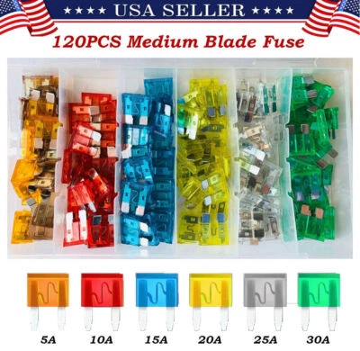 120Pcs Medium Car Fuse, Fuses Automotive Blade Fuse kit for RV, Truck, Marine
