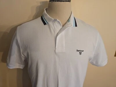 BARBOUR OTTERBURN MEN'S NEW WHITE SLIM FIT POLO SHIRT SIZE L