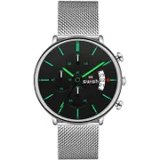 0061 Fashion Men 3Atm Waterproof Chronograph Hardlex Mirrors Dial Quartz Watch White