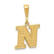 14K Yellow Gold Textured Initial N Charm