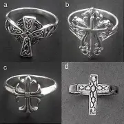 Size 7~10- Celtic CROSS Sterling Silver Ring- Oxidized- 925 Sterling Silver-106