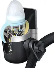 Stroller Cup Holder - Stroller Pushchair Cup Holders | Non-Slip Stroller Drink Holder | 2-in-1 Rotatable Anti-Slip Cupholder with Phone Mount for Strollers Wheelchairs Scooters Kids and Babies