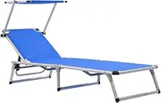 Generic Folding Sun Lounger with Roof Aluminium and Textilene Blue