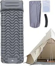 Camping Mattress, Outdoor Sleeping Camping Mattress with Pillow, Built-in Foot Pump Foldable Sleep Mat Compact Camp Gear for Men Women Backpacking