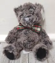 Russ Berrie Plush Stuffed Teddy Bear Bow Tie Gray 8” 33707