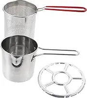 MAGICLULU 1Set Stainless Steel Deep Fryer Kit with Long Non Slip Handle Frying Pot and Fry Basket for Safe Cooking for Home Kitchen Use