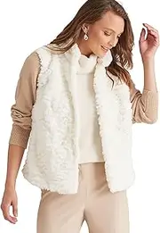 [Noni B] Womens Vest - Regular White Gilet - Jacket - Winter - Relaxed Fit - Solid - 111969-0102