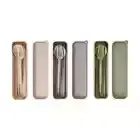 1pc Cutlery Set Wheat Straw Reusable Spoon Fork Knife Travel Case Assorted