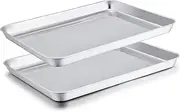 TeamFar Baking Sheet Set of 2, Baking Pans Tray Cookie Sheet Stainless Steel, Non Toxic & Healthy, Mirror Finish & Rust Free, Easy Clean & Dishwasher Safe