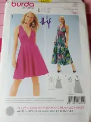 Burda Pattern 6652 Boho Halter Cross Back Strap Dresses Sizes 6 8 10 12 14 16 FF