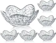 kanpura Mini Glass Bowls, Flower Shaped Prep Bowl, Dishwasher Safe, Pinch Bowls for Dipping Spices Sauce, Stackable, 1.5 oz, Set of 6, (Clear)
