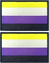 JBCD 2 Pack Non-Binary Pride Gender Queer Flags LGBT Patch - Nonbinary Flag for Hat and Team
