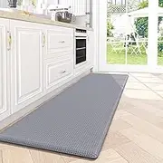 DEXI Kitchen Mat Cushioned Anti Fatigue Comfort Mat, Non Slip Memory Foam Kitchen Mats for Floor, Waterproof Kitchen Runner Rugs for Sink, 17x59, Light Grey