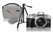 Olympus OM-D E-M10 Mark IV Silver w/14-42mm EZ Lens & Bonus Battery,Bag,Tripod