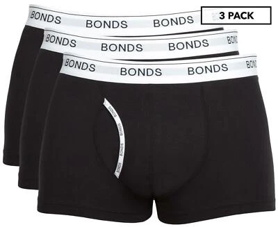 BONDS Men's Guyfront Trunk Briefs Boxer Underwear 3-Pack - Black/Navy/Grey