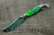 UNIQUE STEEL CUSTOM HANDMADE KNIFE ACRYLIC PEARL *PIKE FISH* +LEATHER SHEATH