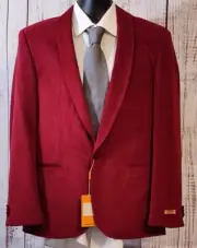 Steven Land Modern Man Red Velvet Mens 36R Lucas Style Smoking Tuxedo Jacket NWT