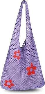 [Arcimatto] Crochet Tote Bag, Women Summer Aesthetic Mesh Beach Bags, Girls Hobo Bags Y2k Purse Fairy Grunge Accessories