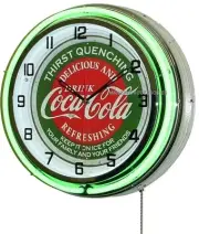 18" Drink Coca-Cola Thirst Quenching Coke Sign Double Neon Clock