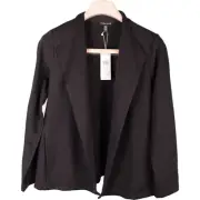NEW Eileen Fisher Women's High Collar Jacket Open Front Pockets Charcoal M NWT