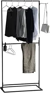 Iris Ohyama STMS-800HH Fashionable Style Square Clothes Dryer, Can Be Used as a Hanger Rack When Not Used as a Laundry Dryer, 2-Tier Type, Width 31.5 x Depth 16.9 x Height 70.9 inches (80 x 43 x 180 cm), Black