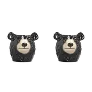 2x White Moose Ceramic Planter Pot Bear Home/Garden Decor Plant Container Holder
