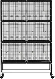 i.Pet Bird Cage 117 x 42 x 175cm Large Guinea Pig Pet Birds Parrot Ferret Cages Aviary Budgie Finch Canary Stand Toys,Black 12 Perch with Wheel + 6 Slide-Out Removable Trays