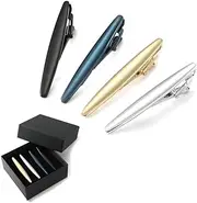 [WUSHAUALNS] Tie Clip Business Tie Clip Men's Individual Package Silver Gun Black Stripe Adult Plating