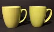 TWO (2) Corelle Coordinates Pea Lime Green Stoneware Coffee Mugs