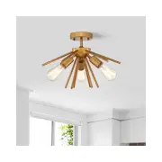 Warehouse of Tiffany 17 in. Amalia 3-Light Indoor Semi-Flush Mount Light with Li