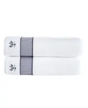 Brooks Brothers Fancy Border 2Pc Turkish Cotton Bath Sheet Set Plus 1 Hand Towel