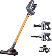 Devanti Cordless Vacuum Cleaner, Stick Vacuum Handheld Hand Held Handstick Strong Suction Bagless 2-Speed Spare HEPA Filter Compact Dustbuster Sweeper Dust Buster Portable for Home Car Stairs, Gold