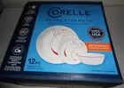 CORELLE SPLENDOR White Mix Red Round 12Piece Dinnerware Set USA NEW SEALED