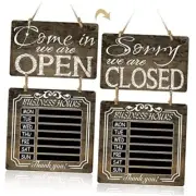 Business Hours Sign Open and Closed Sign Rustic Welcome Chalk Boards Brown