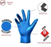 AUTO Mechanic Extra Thick Diamond Texture Blu Nitrile Disposable Glove6mil(OSFA)