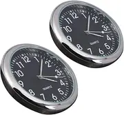 2pcs Car Clock Car Mounted Clock Luminous Adhesive Clock Auto Clock Luminous Car Vent Clocks Luminous Quartz Clock Vehicle Clock Car Dashboard Watch Mini Clock Black Glass