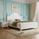 【亞德】美式床 奶油風 白色床架 實木床架 小戶型床 單人床架 雙人床架 儲物床架 婚床 抽屜床 掀床 高箱床 多功能床