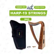 Mahogany Celtic Lever Harp 19 Strings w/ Gig Bag, Extra Strings & Tuning Key