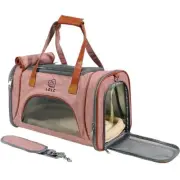 LDLC Dog Cat Pet Travel Carrier Handbag Bag Airline Medium Portable - Pink Tan