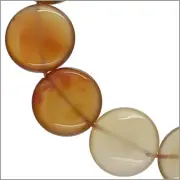 Natural Carnelian Flat Round Coin Beads 16mm 13pc 8.3" #54016
