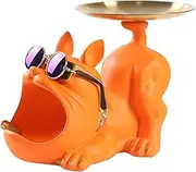 Key Holder Bowl - Bulldog Entryway Bowl for Keys | Desk Organizer, Cute Resin Bulldog Figurine, Storage Box for Kitchen Counter Home Dining Table